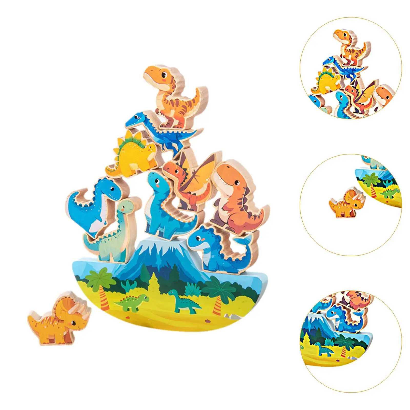 Bloc d'équilibre en bois, jouet d'apprentissage précoce, dinosaure en bois, reconnaissance sensorielle pour enfants d'âge préscolaire, filles et garçons, cadeaux d'anniversaire