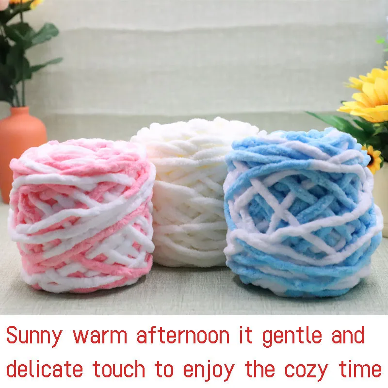 4 Lce Strip Thread 95-100g Soft Warm Chenille Yarn, Suitable For Knitting Blanket Bib Hat Scarf Crocheting