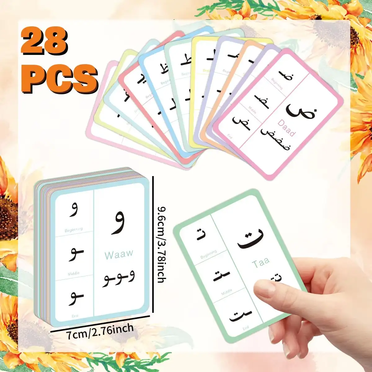 A Full Set of 28 Arabic Alphabet Flashcards, Clearly Presenting the Letters, Portable and Durable