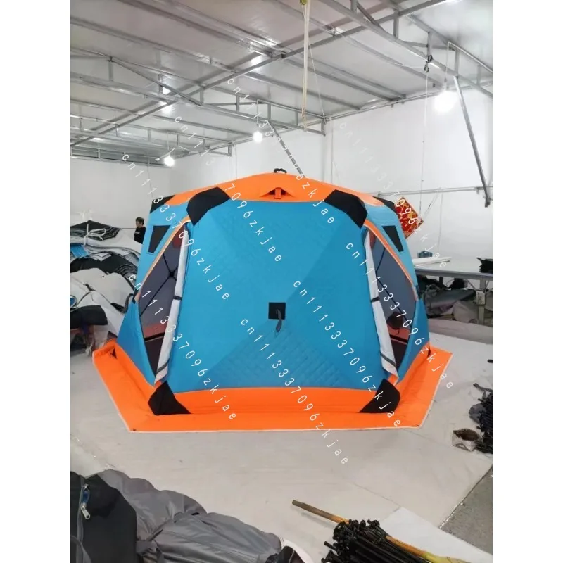 Large Hexagonal Ice Fishing Tent Thicken Cotton Winter Camping Shelter Thermal Pop Up Hub Tent with Stove Jack