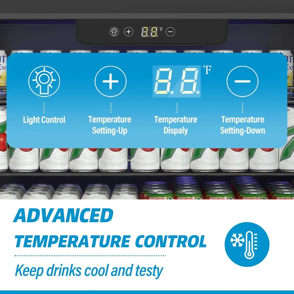 Refrigerador de Bebidas de 5,3 Pés Cúbicos/166 Latas, Geladeira de 24 Polegadas com Prateleira Ajustável e Display LED para Refrigerantes e Cervejas, Personalizado