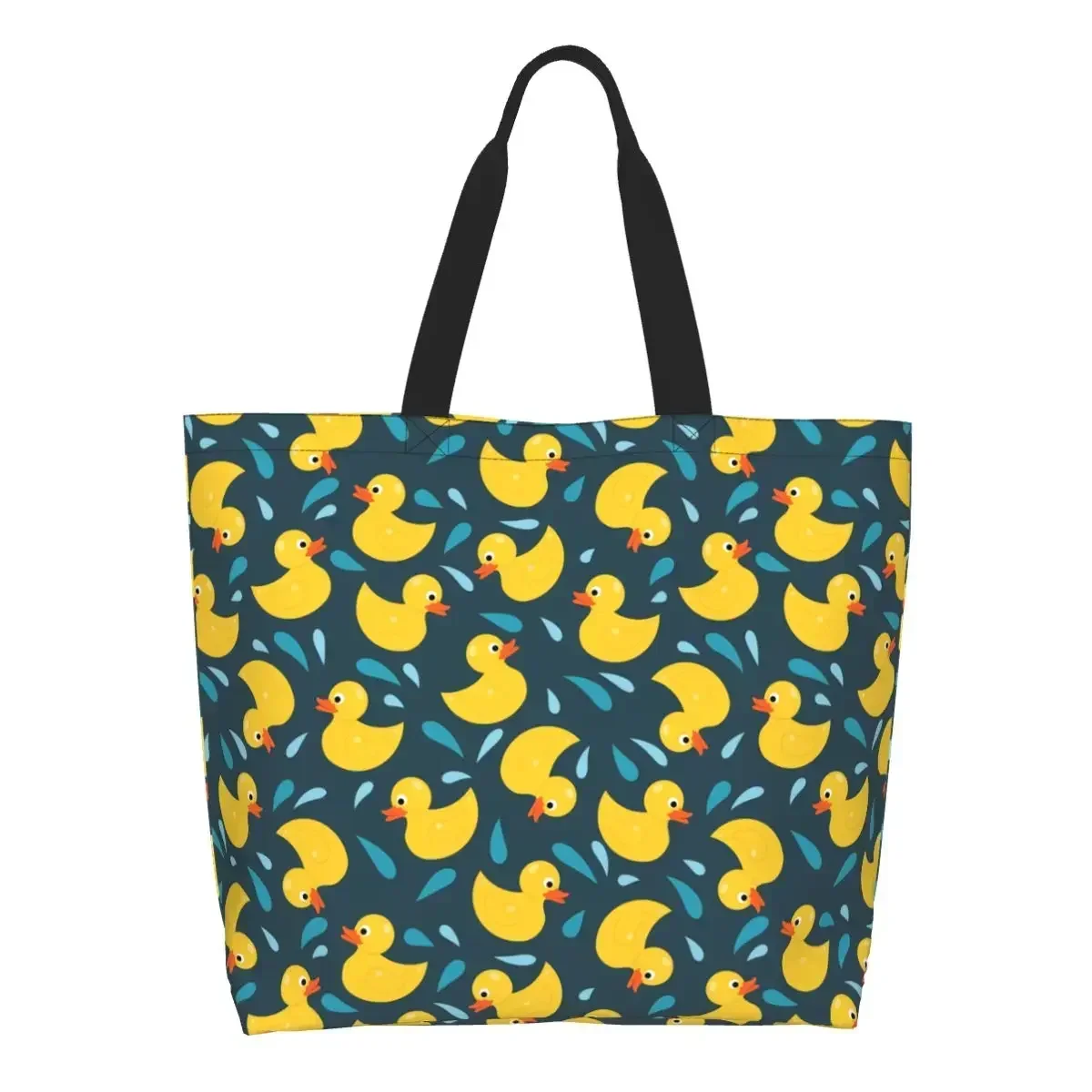 

Duck Pattern Art Grocery Shopping Bag Custom Printing Canvas Shopper Tote Shoulder Bags Big Capacity Durable Handbag