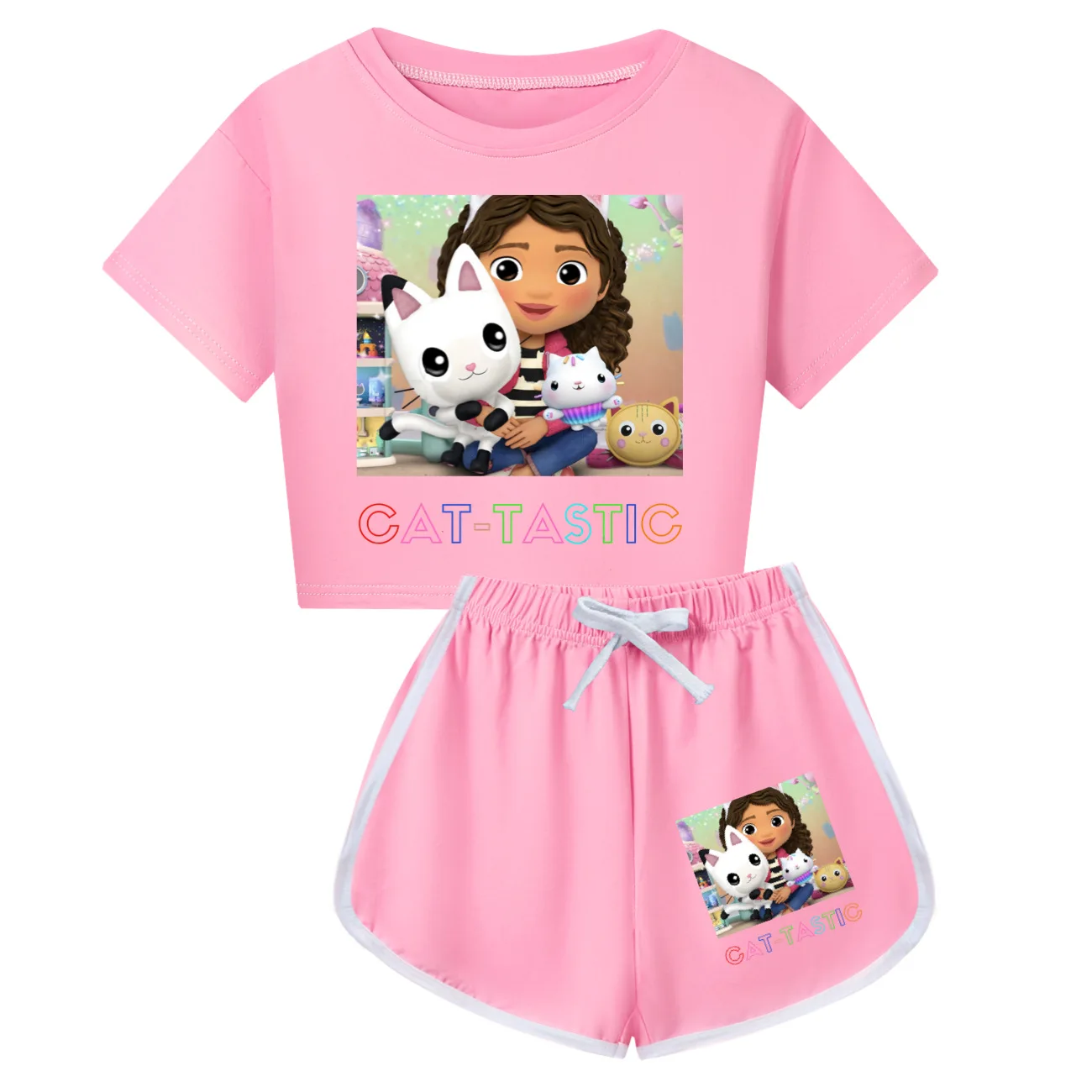 Gabbys Poppenhuiskleding Kids Gabby Katten T-Shirt Shorts 2 Stuks Sets Kinderen Mode Yoga Oefening Sportpak Baby Meisje Outfit Set