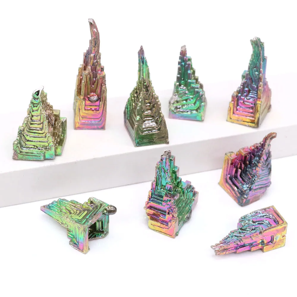 Bismuth Crystals Tower Metal Mineral Specimen Reiki Healing Natural Stone Pyramid Gemstone Meditation Witchcraft Home Decor Gift