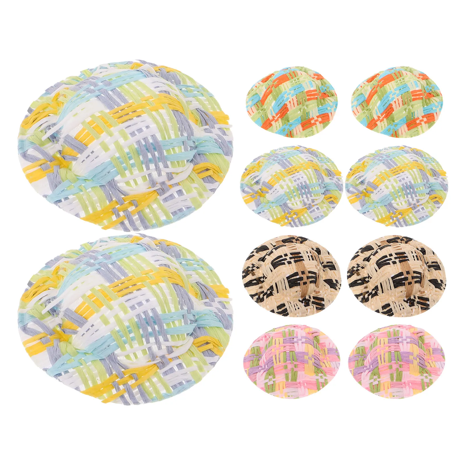 40Pcs Mini Straw Hats Mini Woven Craft Hats Tiny Sombrero Caps for Dollhouse Accessories Mexican Straw Hat DIY Cowboy Hair