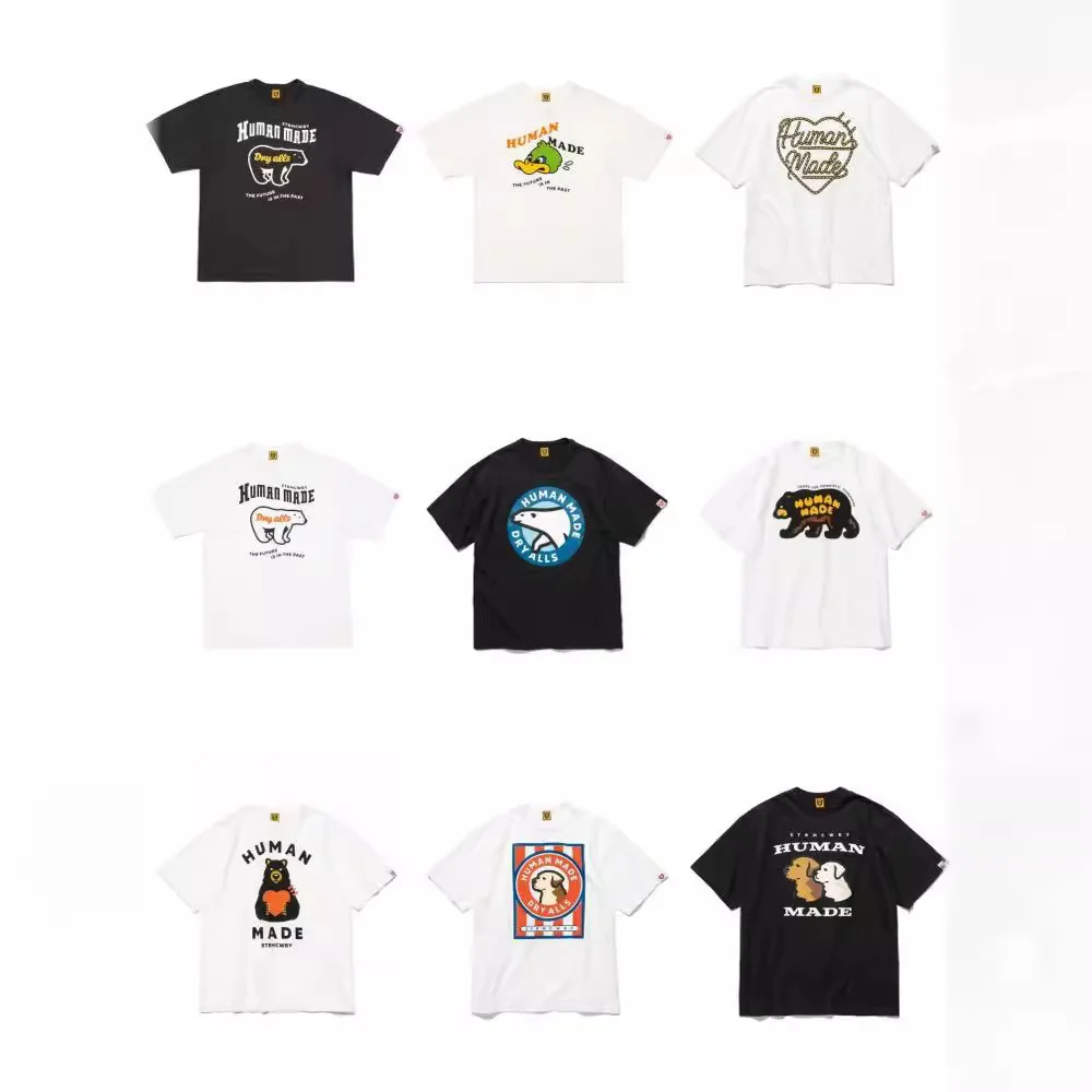 Summer 2026 HUMAN MADE Cute Animal Printed Short Sleeved T-shirt for Men and Women, Loose Japanese Casual Top for Couples