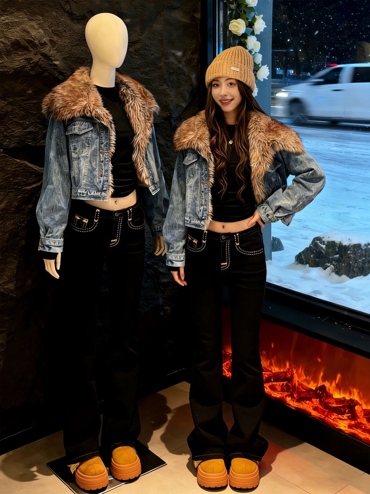 

Американские джинсы-клеш с флисовой подкладкой, женские, черные, с высокой талией, повседневные, длинные брюки, новая весенняя мода, большие размеры