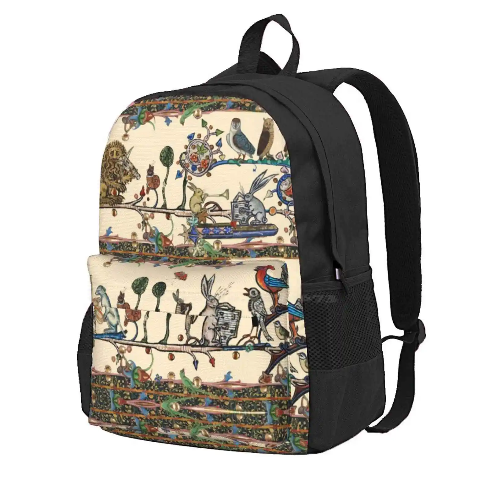 

Weird Medieval Bestiary Making Music Violinist Lion,Hares And Owls,Collage By Bulgan Lumini Hot Sale Schoolbag Backpack Fashion