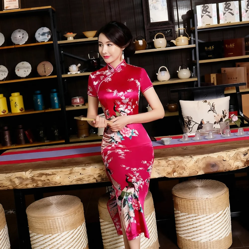 Klassisches Satin-Cheongsam-Kl – Women'S Formal Traditional Wear Bewertung und Preis