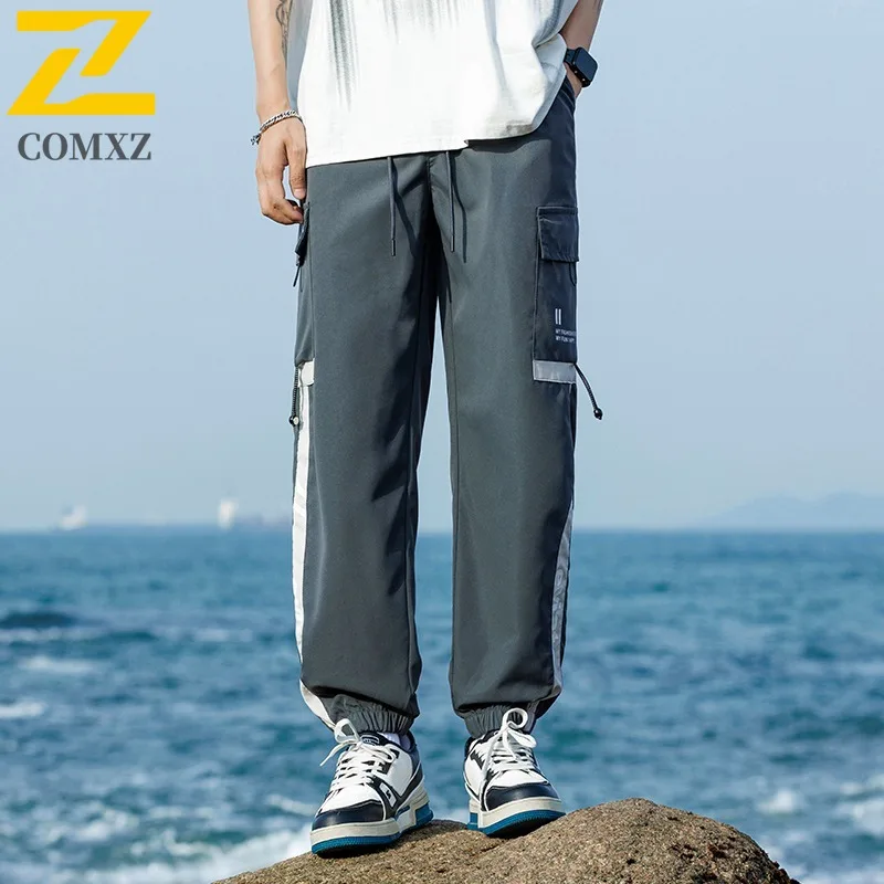 

Men Outdoor Sport Cargo Jogger Pants Korean Style Spring Waterproof Windproof Loose Fit Tactical Multi-Pocket Casual Ankle Pants