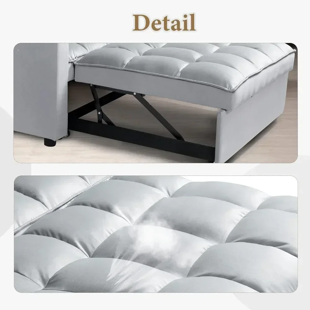 Sofa Bed, Multi-Functional Velvet Sleeper Couch Pull-Out 48''Chaise Lounge Adjustable Backrest Pillows,Small Space on Sale
