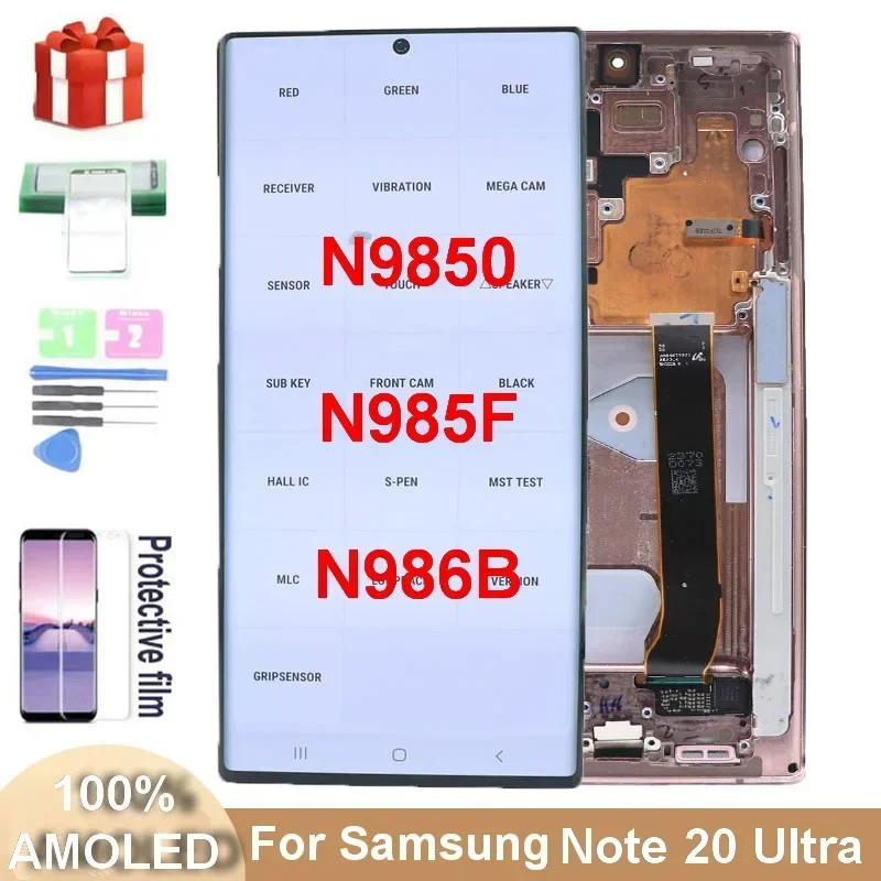 

Super AMOLED Display Note 20 ultra With Frame LCD For Samsung Galaxy Note20 Ultra 5G N986B N985F Touch Screen Digitizer Assembly