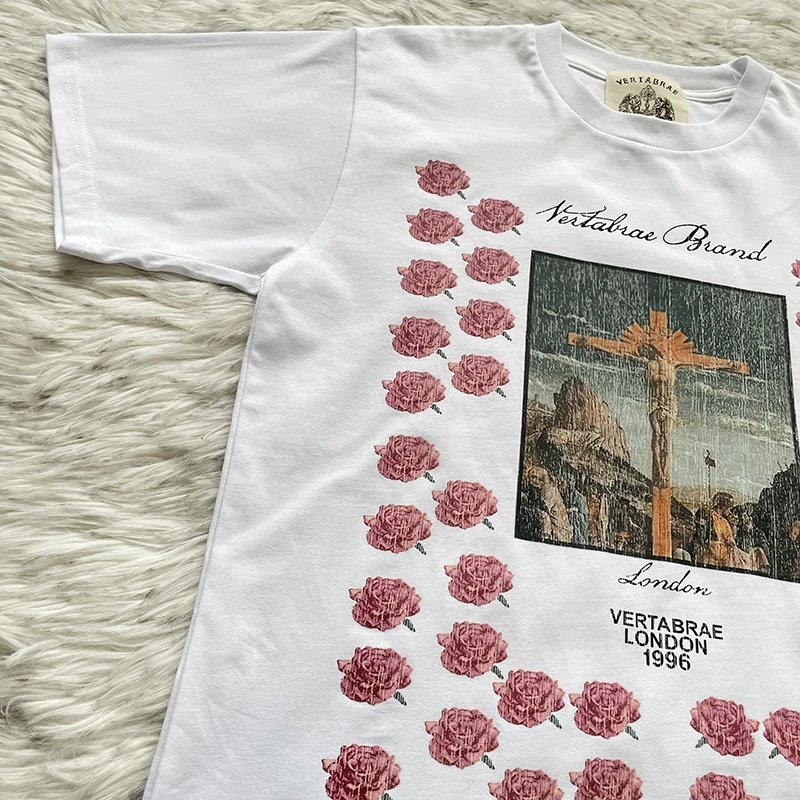Pure Cotton Short Sleeve T-Shirt Vertabrae Shepherd Portrait Print Trendy round Neck Youthful Summer Fashion Casual Top