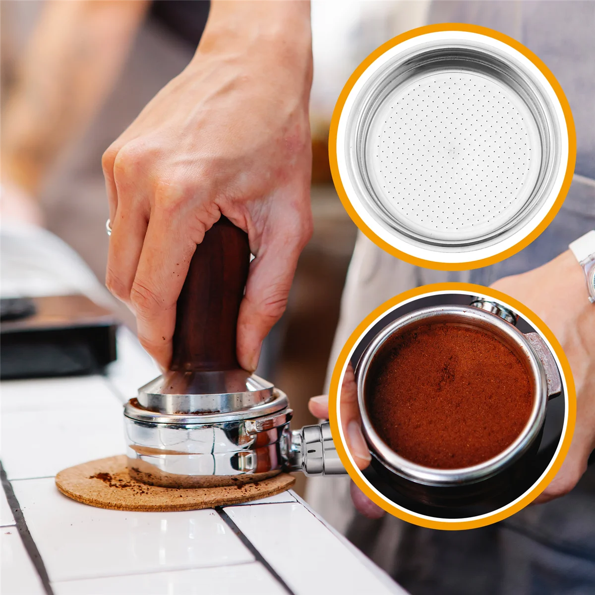 2ชิ้น51มมเครื่องชงกาแฟสแตนเลสแบบมีแรงดัน keranjang saringan กรองผงกาแฟ