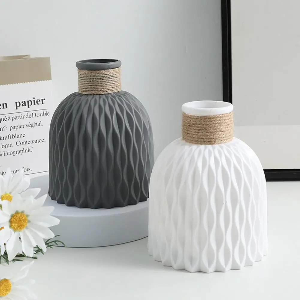 Nordic New Flower Vase Home Decor Plastic Vases Imitation Ceramic Unbreakable Flower Basket For Wedding Modern Room Home Decor