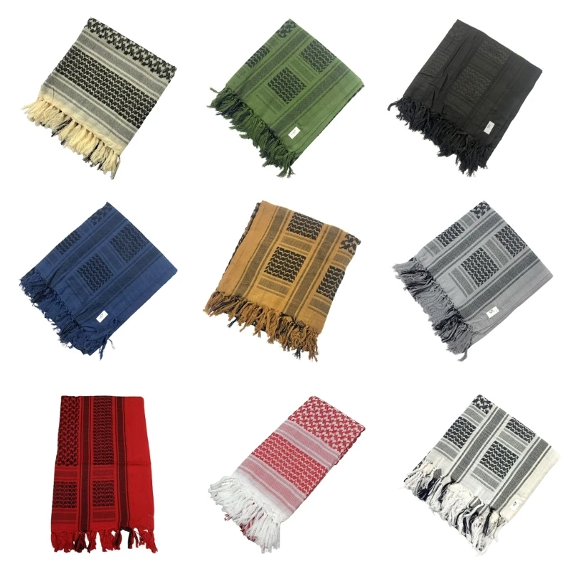 Versatile Headwrap Shemagh Scarf for Muslims Arab Keffiyeh Headscarf for Arabian Dubai Military Desert Neck Wrap Scarf