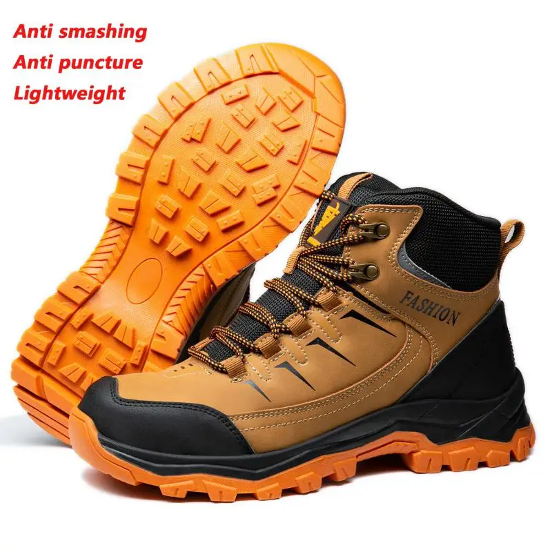 

Men's Safety Shoes Anti Smashing Anti Piercing Steel Toe Caps Wear-resistant Anti Slip Breathable Mountaineering Work Shoes