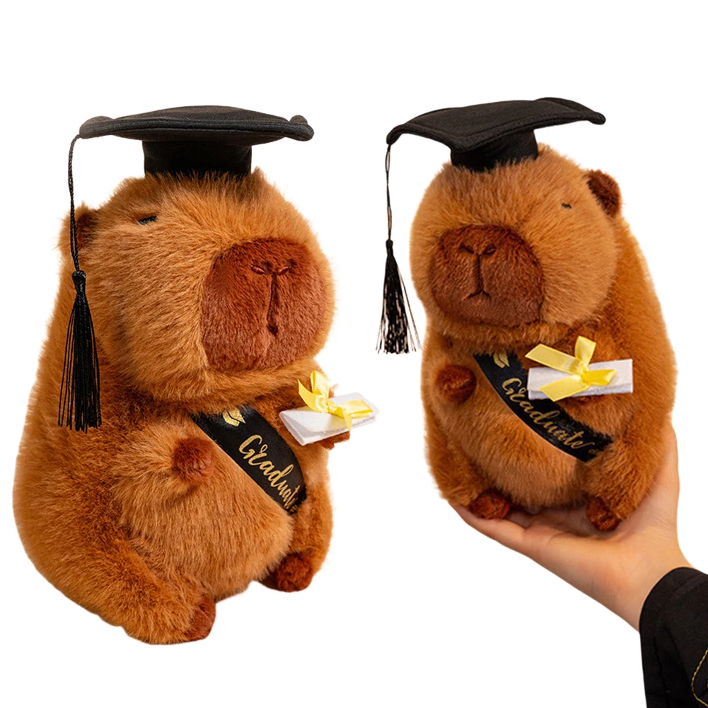

2025 Cute Graduation Cap Capybara PP Cotton Black Cap Graduating Capybara 25cm Kawaii Capybara for College Students Ideal Gifts