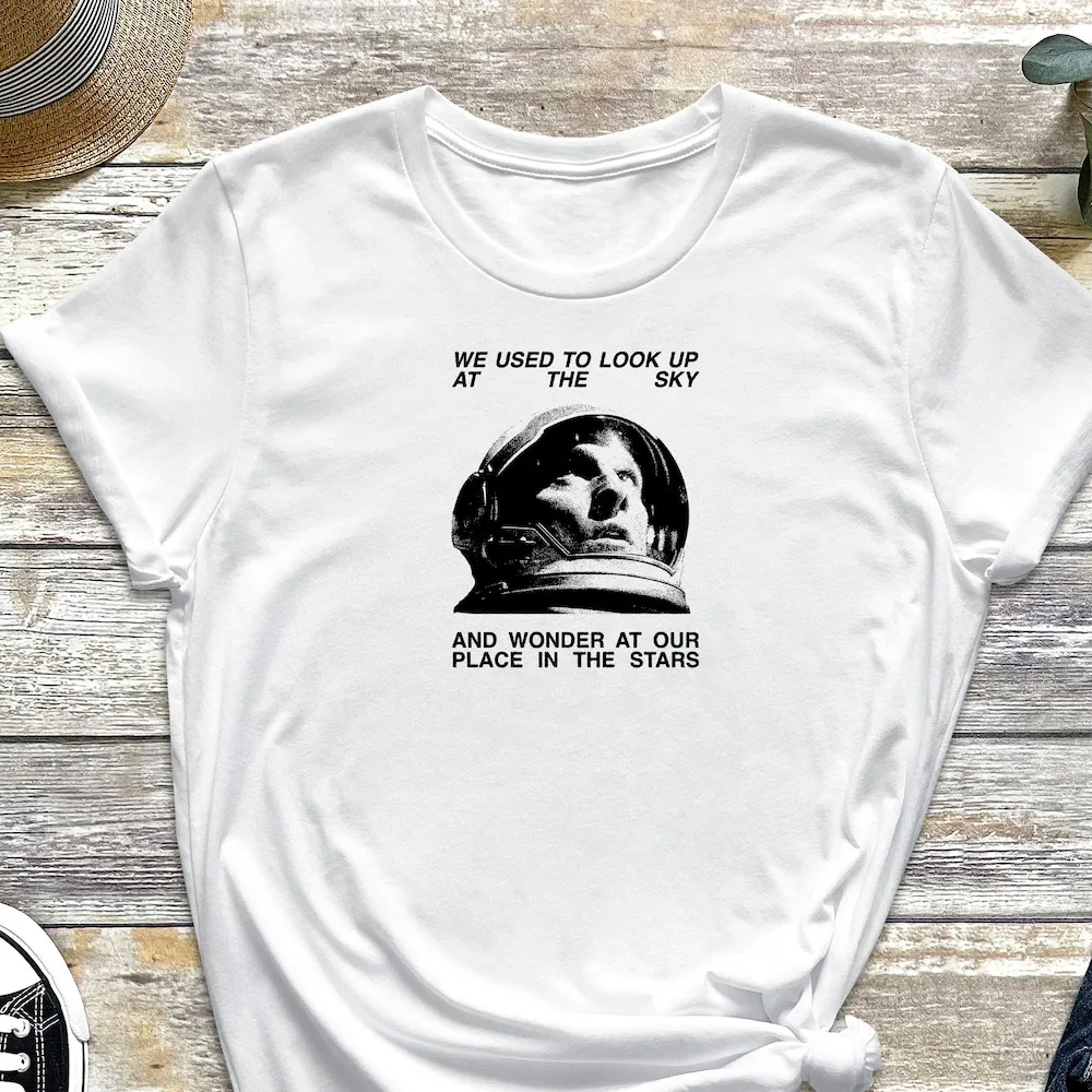 Look Up At The Sky Astronaut T Shirt Space Armstrong Quote Star Neil Moon