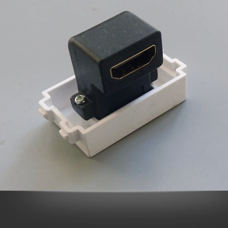 Wall mounted HDMI direct insertion 90 degree elbow female to female panel module for computer display monitoring equipment