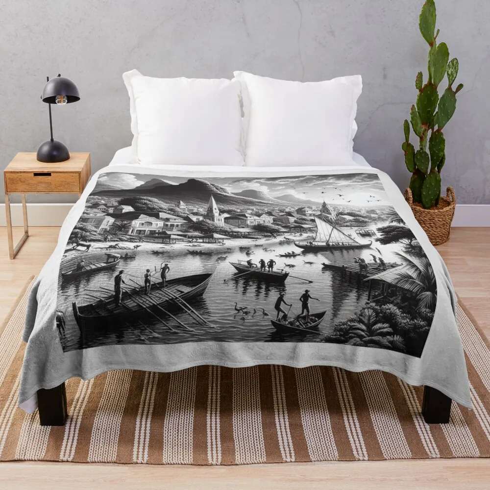 Black and White Mauritius painting Throw Blanket Comforter Flannels warm winter For Sofa Thin Blankets