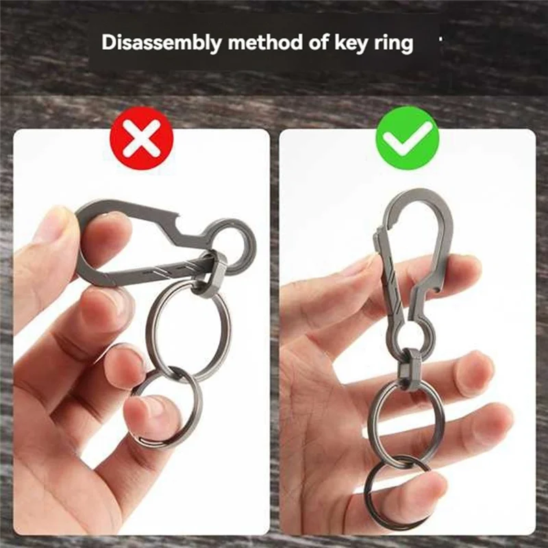 

B50C Titanium EDC Keychain Clip With Bottle Opener, Quick Release Carabiner Key Ring Holder For Men