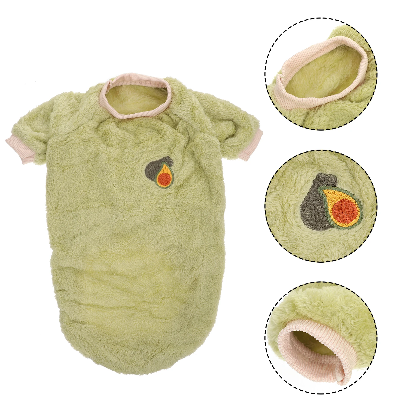 

Pet Clothes Dog Warm Coat Winter Costume Puppy Green Fruit Pattern Small Size Soft Durable Material Long Lasting Fashionable
