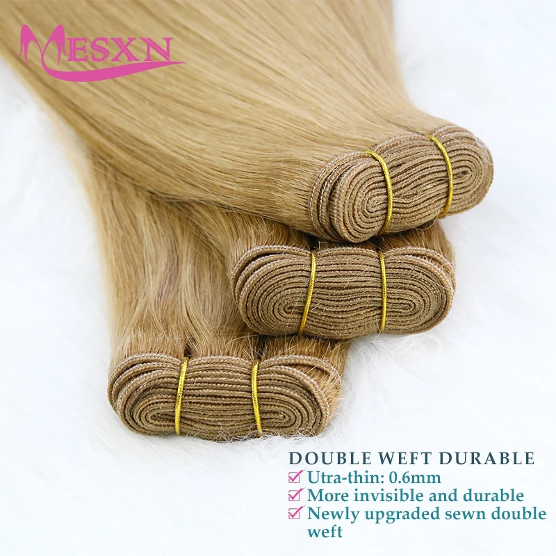 High Quality  Human Hair Wefts Extensions Hair Weaves Bundles Real Human Natural Hair  Straight  Black Brown Blonde very thick