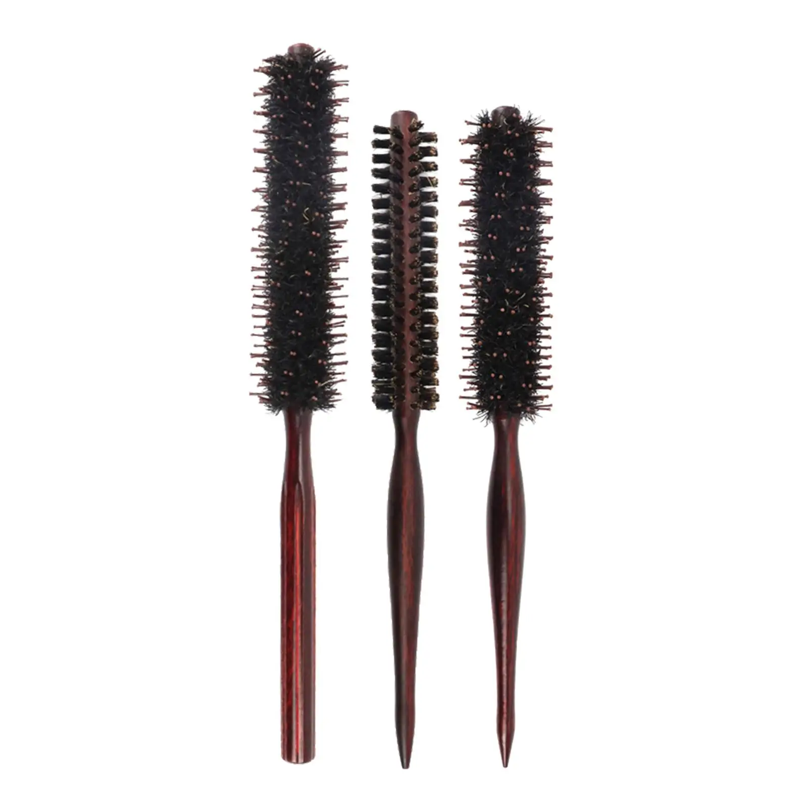 Natural Boar Bristle Hair Brush Hair Comb Small Roller Round Brush Roll Comb Wind Comb for Styling Blowing Bangs Men Women Home