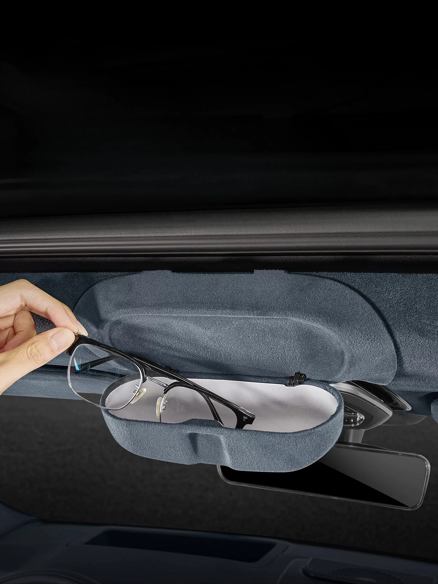 Suede Sunglasses Holder Visor Clip for Zeekr 9X 2026 – Car Eyeglasses Storage Organizer, Scratch-Resistant Interior Accessory
