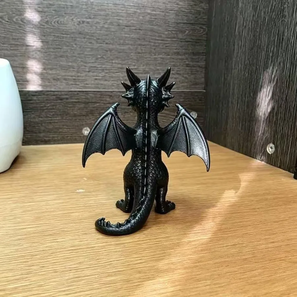 3D Printed Dragon Shaped Pen Holder Vintage Style Cartoon Dragon Pen Stand Statue Plastic Oriental Myth Desk Organizer Accessory