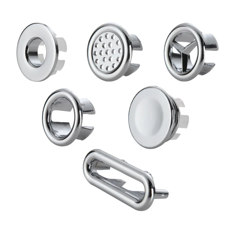 Basin Sink Round Overflow Cover Ring Insert Replacement Tidy Chrome Trim Bathroom Countertop Basin Overflow Hole Plug