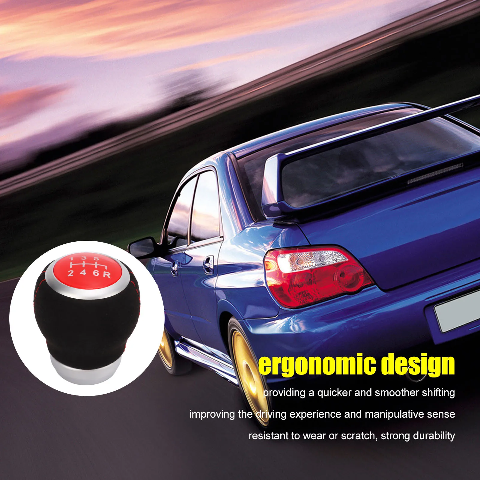 6단 변속기 손잡이 자동차 6단 기어 변속기 헤드 실버 인체공학적 내마모성 교체품