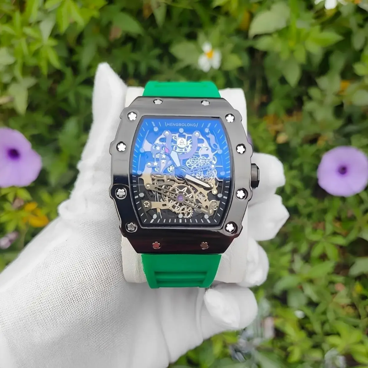 AAA Men Watches High Quality Classic Steel Tonneau Dial Hollow Design Fashion Casual Quartz Watch Personality Watch Clock