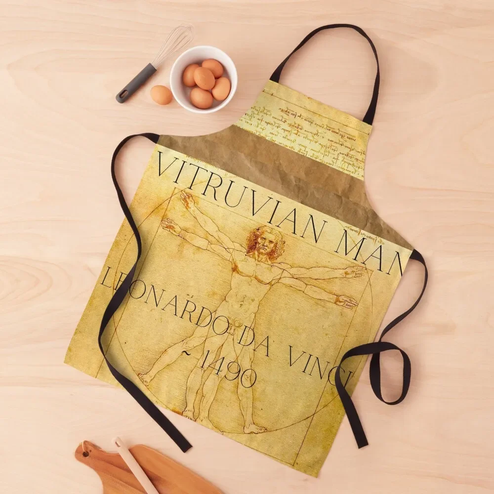 

Vitruvian Man Drawing by Leonardo Da Vinci Design Apron work gowns for women cleaning men Kitchen Things For Home Apron