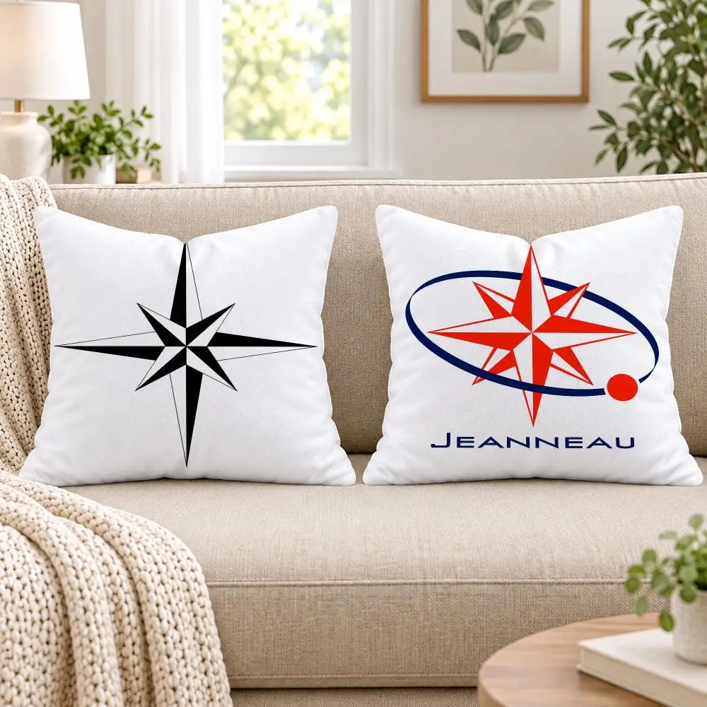 Fashion j-JEANNEAU Logo Cushion Cover Short Plush Double-Sided Printing Sofa Bedroom Pillow Case Aesthetic Home Decor