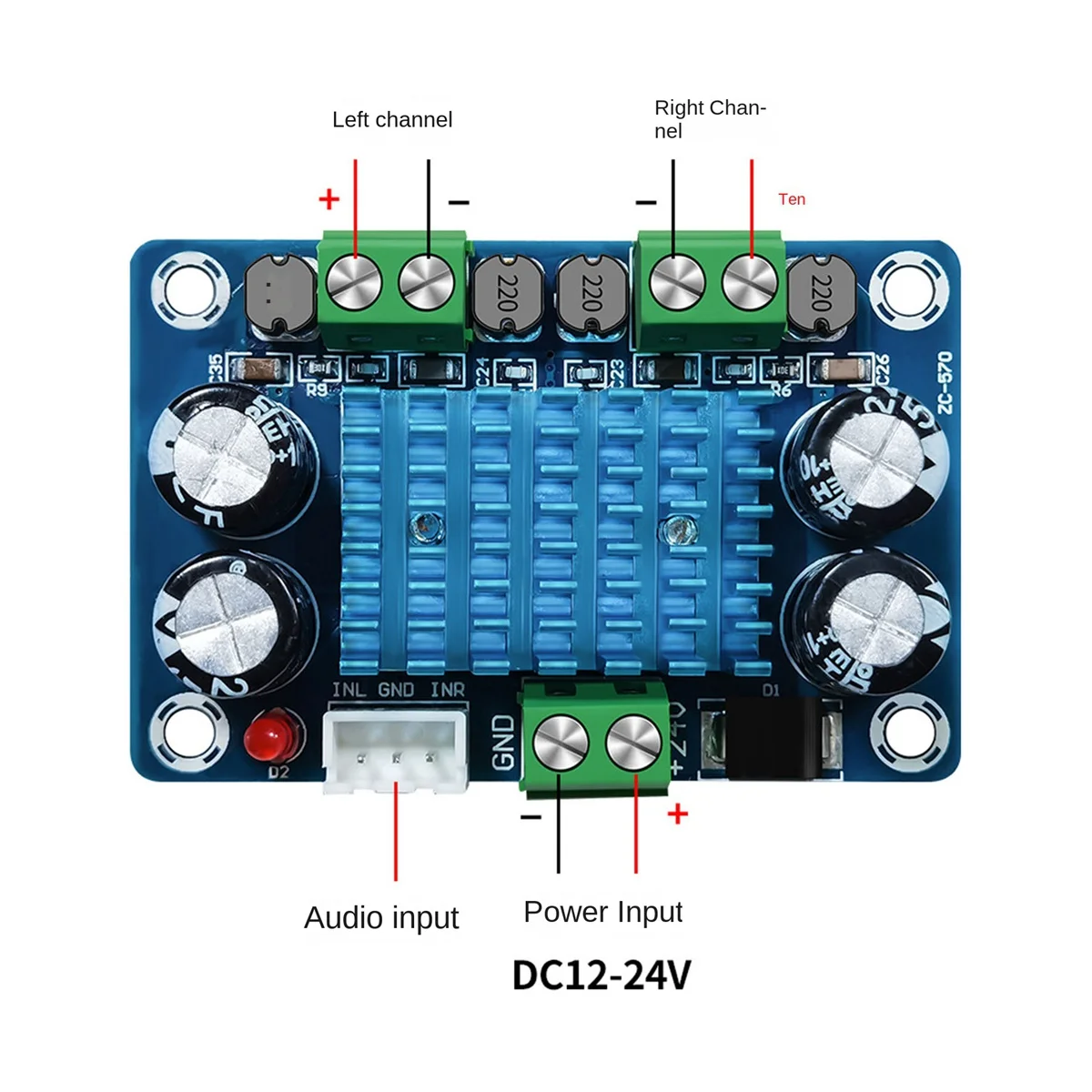 XH-A282デジタルオーディオパワーアンプボード,50w 50w,ハイパワー,2.0チャンネル,ステレオオーディオモジュール,DC 12-24v