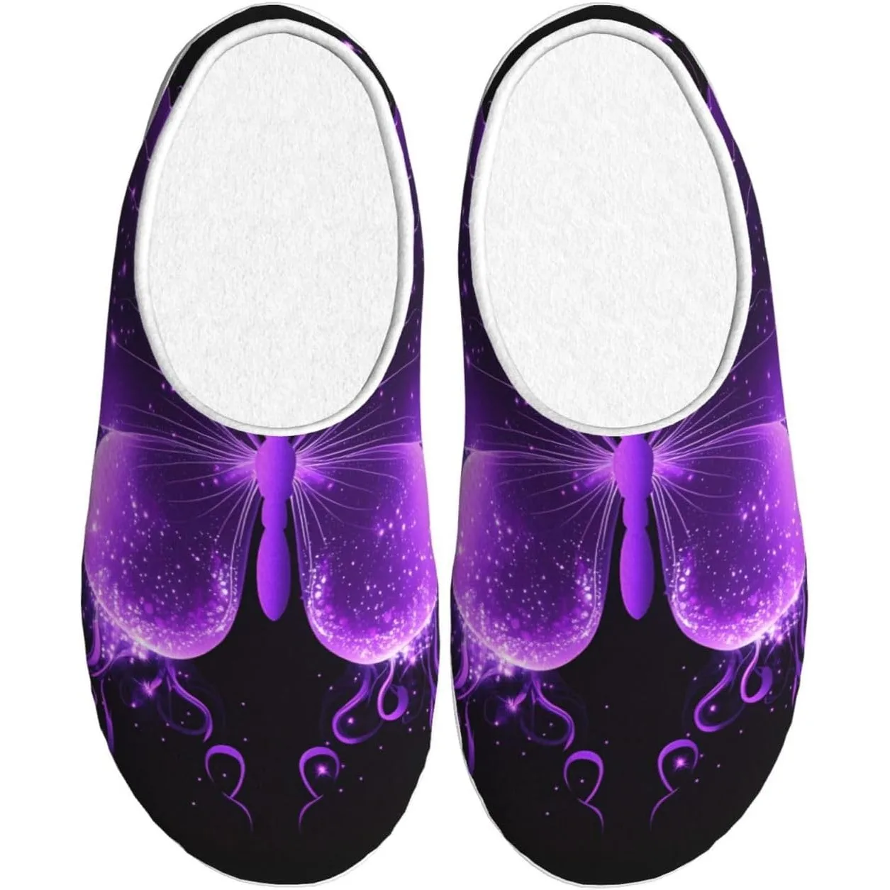 

Purple Butterfly Women’s Cozy Slippers Soft Cotton Indoor & Outdoor House Slippers With Anti-Slip Sole
