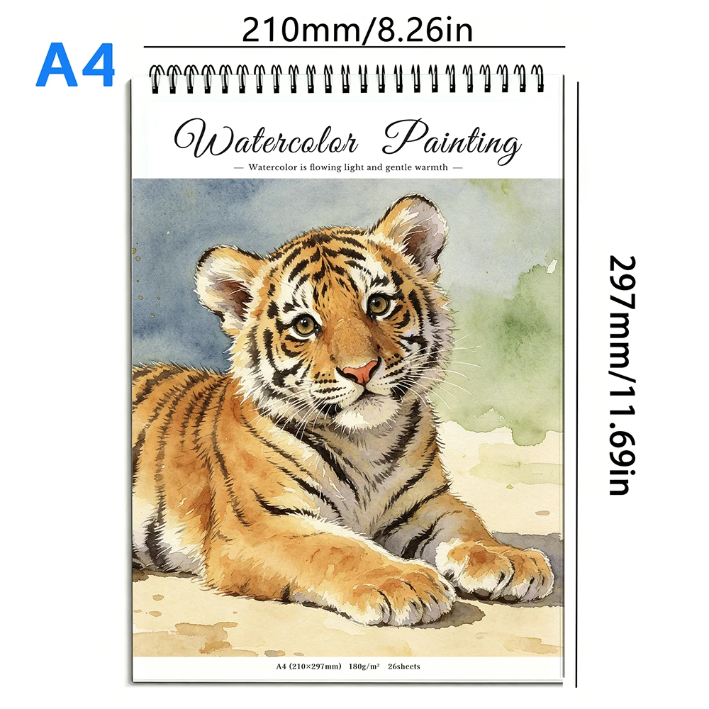 A4 180gsm Lightweight Watercolour Sketch Book 26 Pages Color Lock Drawing Paper For Beginner Artist Wildlife Pet Nature Hand Pai