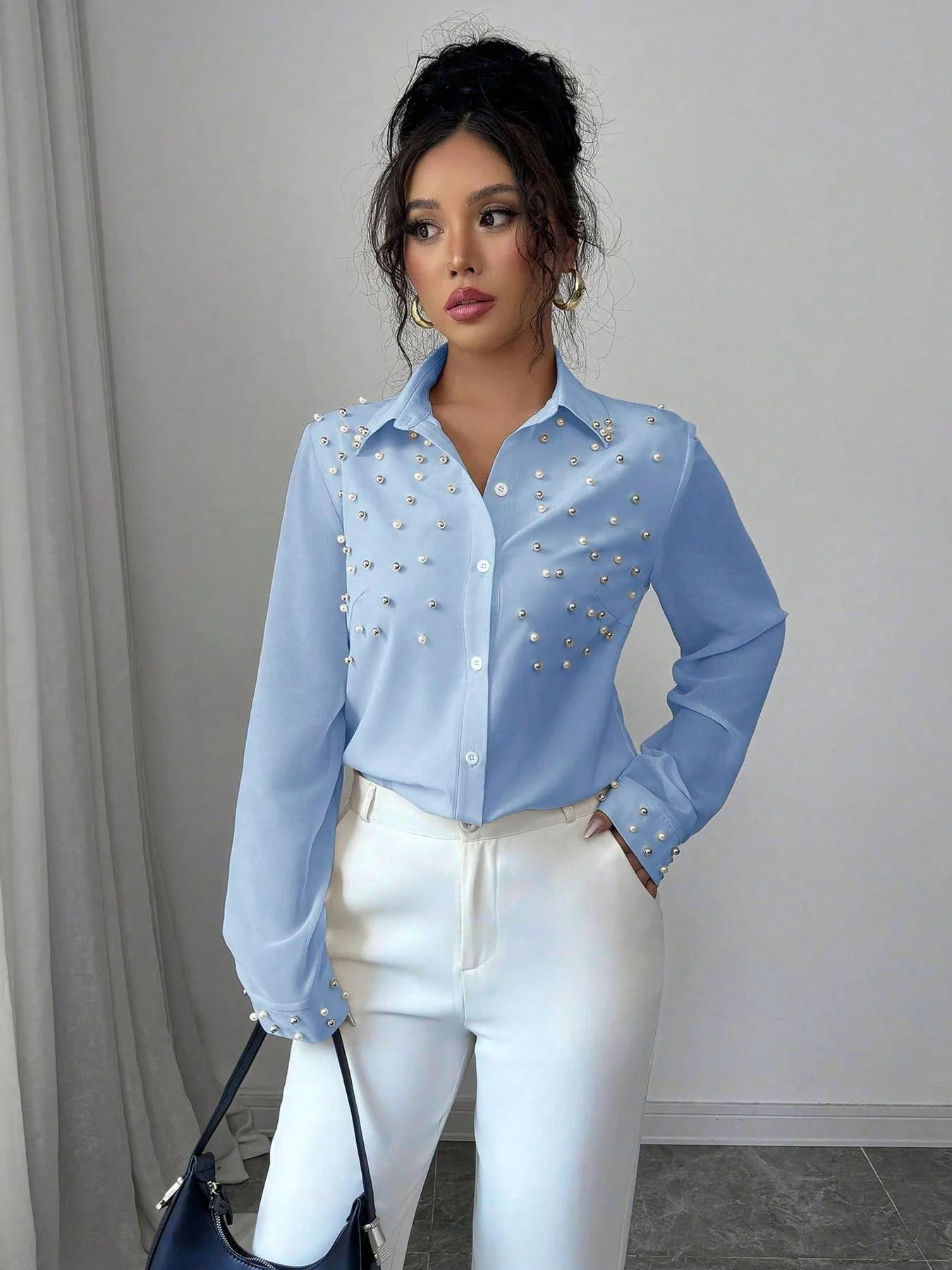 Ladies Long Sleeve Shirt, Stylish and Comfortable Everyday Wear, Perfect for Casual and Office Settings