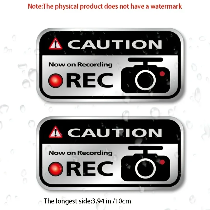 2Pcs REC Recording Warning Waterproof Decals for Car Truck SUV