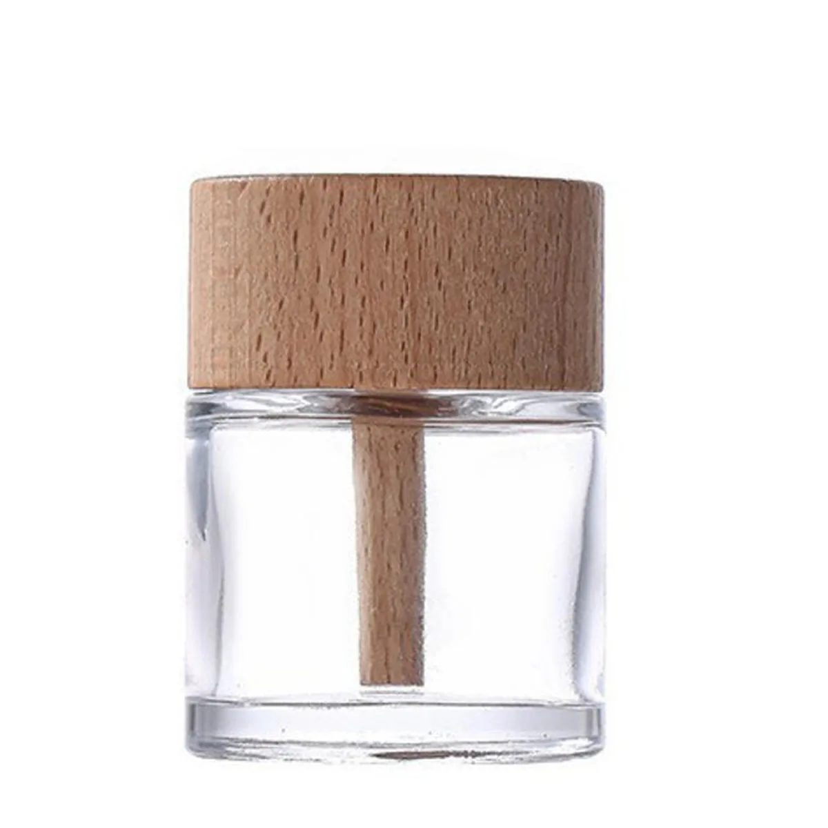 50ml Glass Aromatherapy Empty Bottle W/ Wooden Lid Home Fragrance Diffuser Travel Perfume Bottle Essential Oil Scent Decor Reed