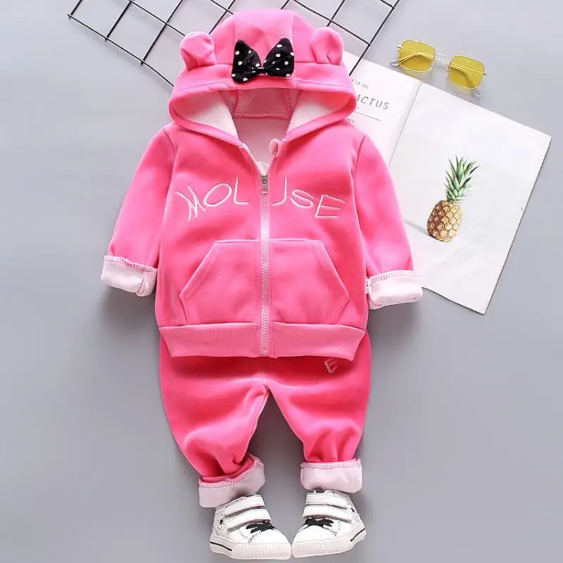 Ensemble de sweat à capuche zippé pour enfants, optique de dessin animé, chaud, nourrissons et tout-petits, garçons et filles, automne et hiver, 0-5 ans, nouveau, 2024, 2 pièces