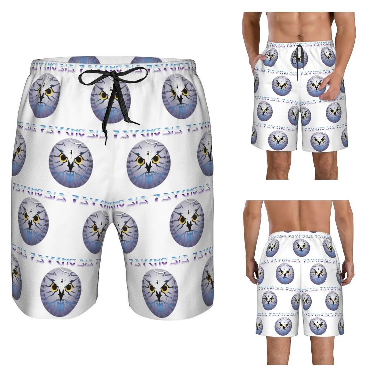 Amiga Psygnosis Owl Trunks Beach Board Shorts Casual Quick Dry Swim Summer Men Pants