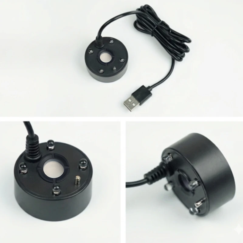 1 Stück 5V USB Nebelerzeuger Vernebler Wasserbrunnen Aquarium Teich Zerstäuberkopf mit 4 LED-Farblichtern – Detail 5