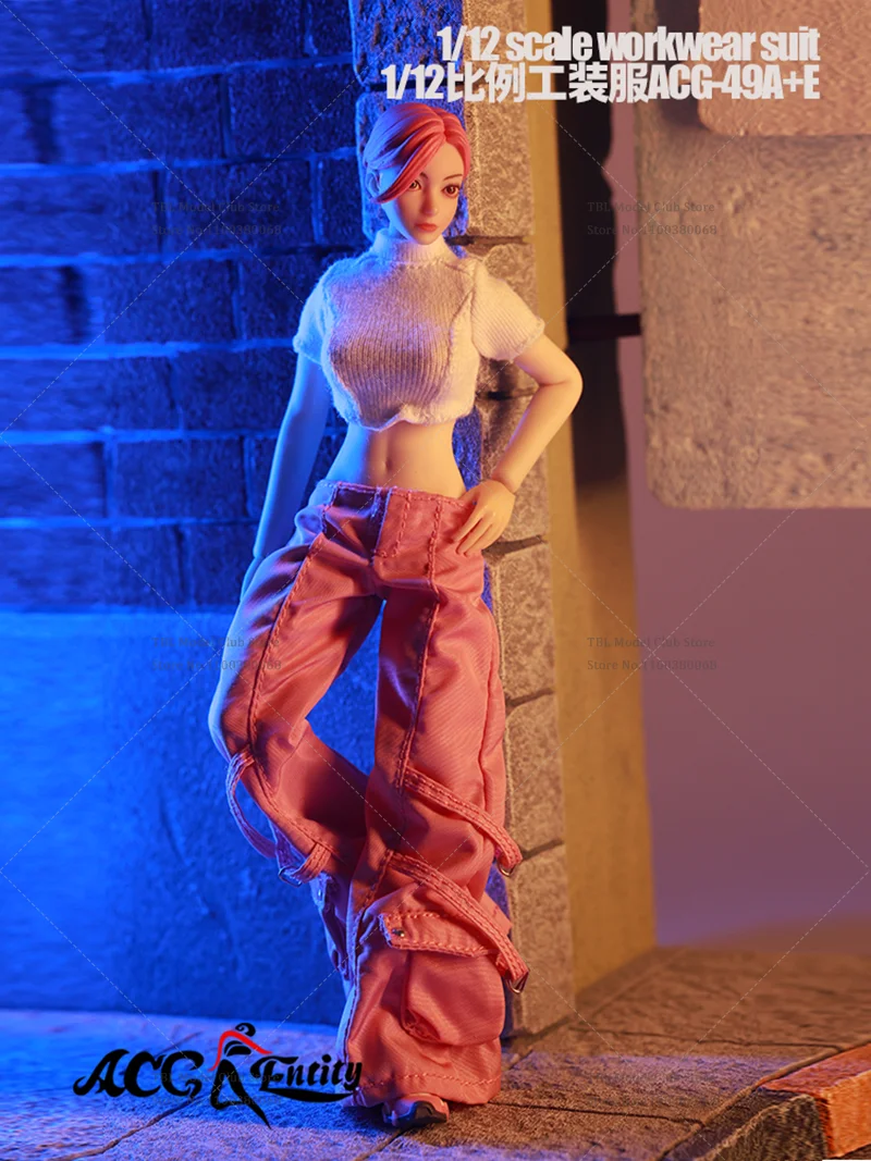 ACG-49 1/12 Schaal Wijde Pijpen Cargo Broek Slim Fit Korte Tops Smart Werkkleding Set Vrouwelijke Kleding Voor 6-inch Action Figure Soldaat