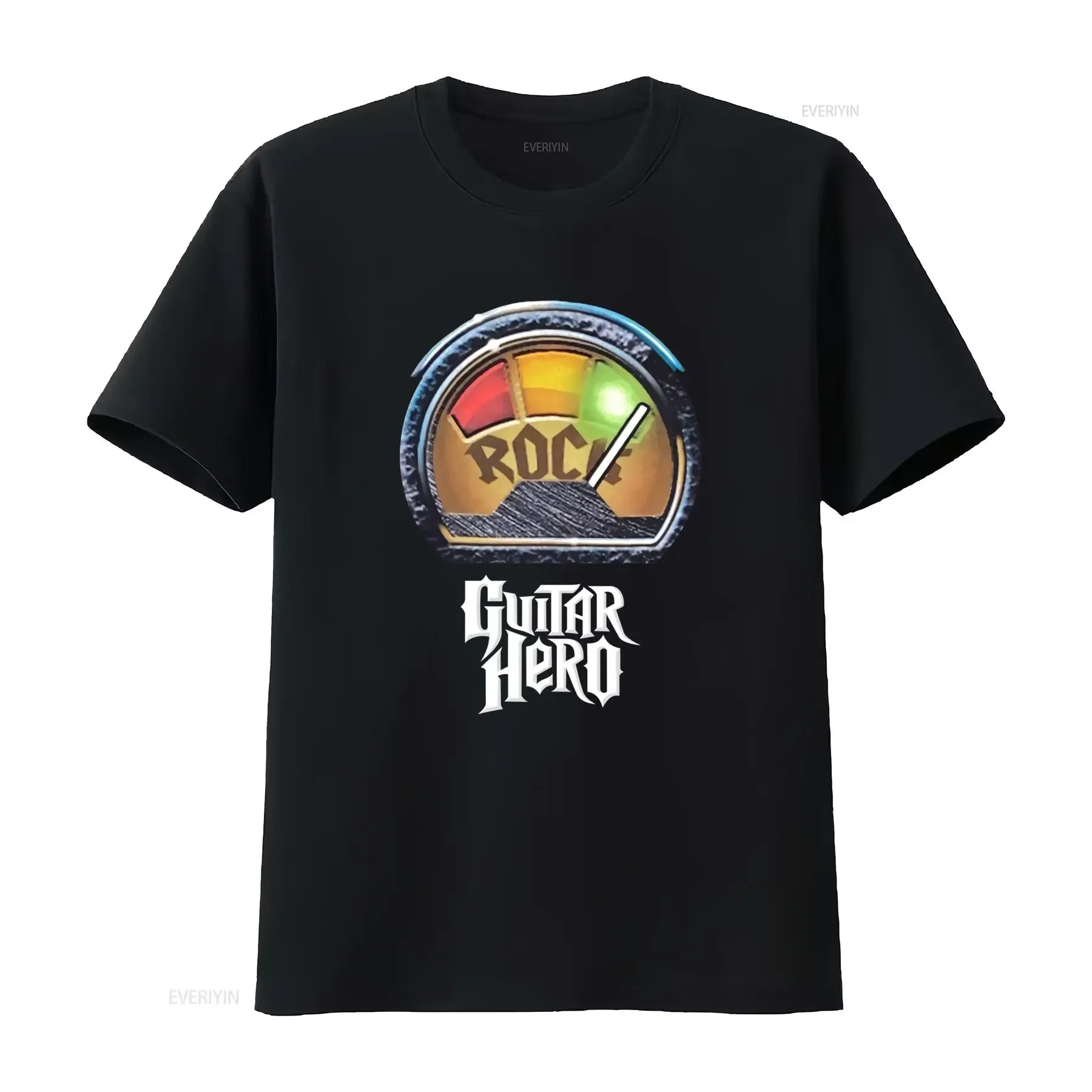 Vintage Guitar Hero Rock Music Meter Print Casual T Shirt vintage Washed Slightly Top For Everyday Wear homme graphic