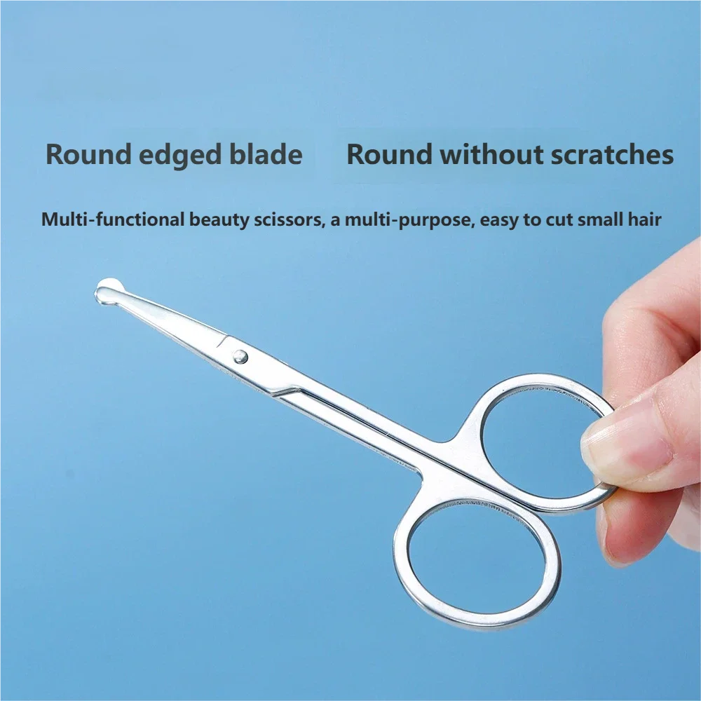 鼻毛バリカン、ステンレス製丸頭眉毛トリマー、美容はさみ、眉毛トリマー、美容愛好家のためのメイクアップツール ​