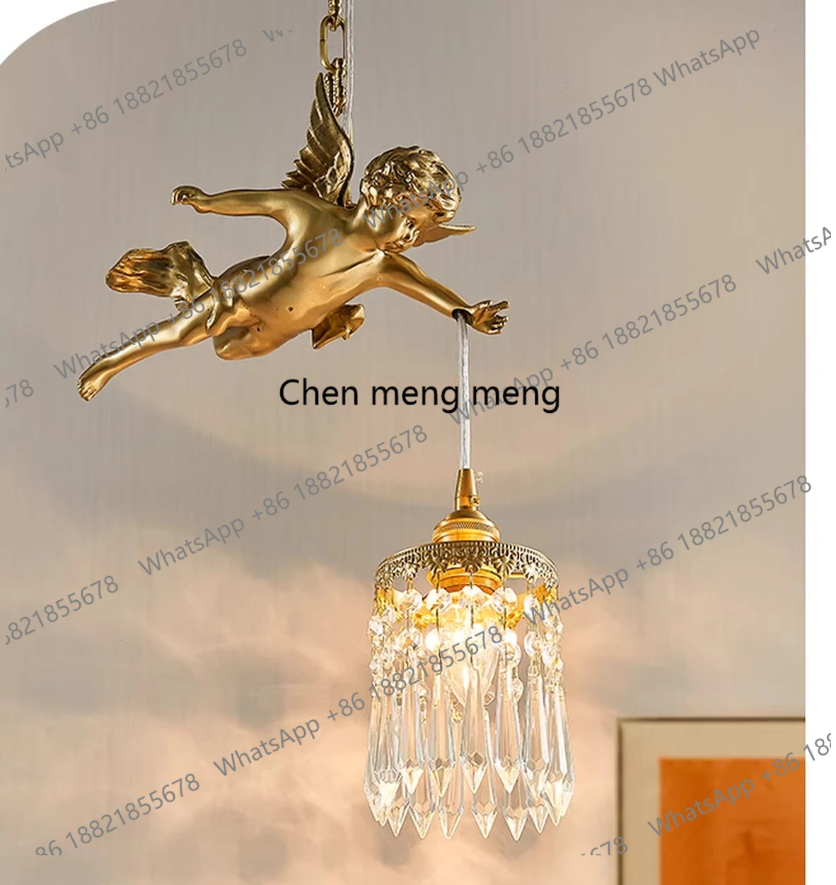 

Винтажная французская люстра-ангел из цельной меди, средневековое хрустальное освещение для прикроватной зоны, прохода или ресторана