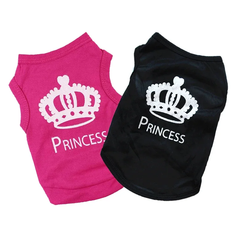 Cool Crown Pattern Princess Clothing for Small Dogs Dog Cat Shirt Puppy Vest Puppy Tee Shirt Summer Clothes Tank Top Pet Apparel